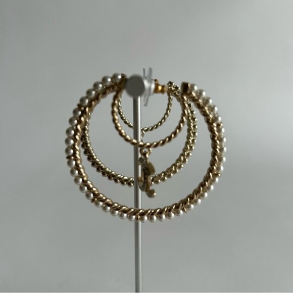 Chanel 2020 Crystal & Faux Pearl Mismatch Hoop Earrings - Picture 9 of 13